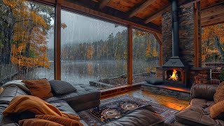 Cozy Rain Ambience | Relaxing in Living Room with Cracking Fireplace and Rain Sounds ASMR