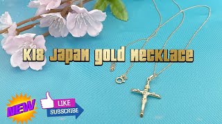 K18 japan gold cross necklace/ 2 cut necklace  #70