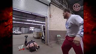 Kane & Kurt Angle Brawl in Backstage Parking Garage 3rd June 2002