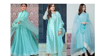 best ideas to make simple plain light blue dress / beautiful designing /amazing colors