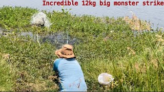 12kg big monster rohu fish miss😔|| कितना बड़ा मछली छूट गया | single hook fishing tips|| #fishing