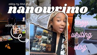 WRITING VLOG 📖 nanowrimo 2024 week 1,  finishing my third draft, writing routine, week in the life