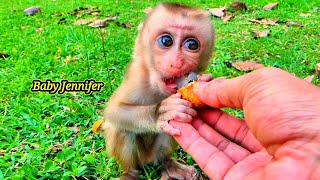 Oh..!! Cute Baby Jennifer Like to eat Longan to replace Feed milk.