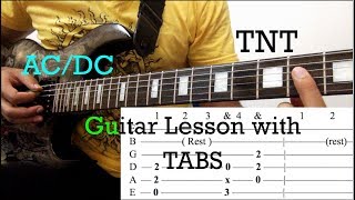 TNT - ACDC: Guitar Lesson with ON SCREEN TABS - Whole Song Tutorial