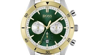 Hugo Boss Men’s Chronograph Quartz Stainless Steel Green Dial 44mm Watch 1513872