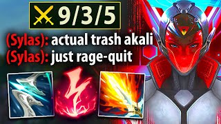 Enemy mid trash-talks my Akali, until I make him rage-quit (GALEFORCE BUILD)