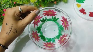 easy acrylic painting on glass bowl ||creative ideas #creativeideas #easypainting #glass