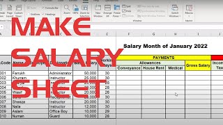 Salary sheet in excel -  #cit -78