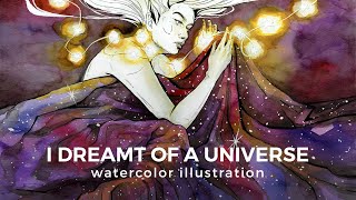 watercolor & ink illustration - I dreamt of a universe