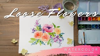 Watercolor tutorial_ Loose Flowers/ Simple Floral Painting/Flower Bouquet/수채화 꽃 그리기