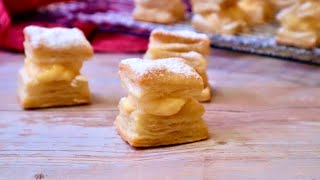 MIGUELITOS de CREMA PASTELERA con HOJALDRE CASERO