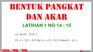 Latihan 1 Materi Pangkat & Akar No 14 - 15 | Operasi Pembagian Bentuk Akar | Matematika SMA