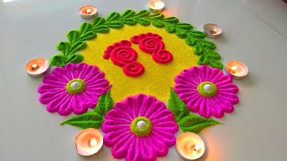 लक्ष्मी चरण की नई रंगोली | Diwali, Dhanteras Rangoli | Simple Laxmi Charan Diwali Rangoli Designs