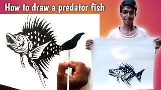 How to draw a predator fish | sk cursive art