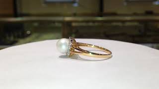 Pearl & Diamond Ring in14k Gold