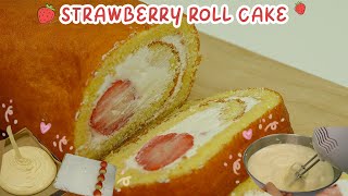 Easy strawberry roll cake recipe🍓