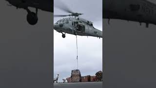 USS Gerrard R Ford conducts vertical replenishment at sea #military #aircraftcarrier #shorts