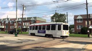 SEPTA: 1980 Kawasaki LRV #9001 departing Yeadon Loop on Route 13