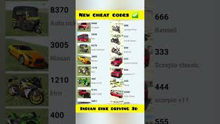 Indian Bikes Driving 3D All Vehicle Cheats Codes #shorts #short #indianbikedriving3d #cheatcodes