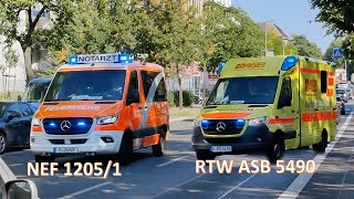 [RTW ASB + NEF]  Rettungsdienst auf Einsatzfahrt durch Berlin-Lichtenberg || Berliner Feuerwehr, ASB