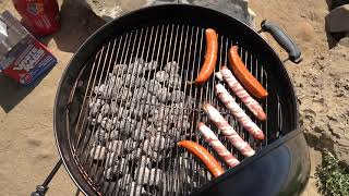 Hot Dogs at the Beach, Weber Kettle on Rincon Parkway Campground PCH