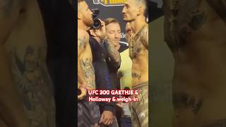 Intense stare down between Max Holloway & Justin Gaethje at UFC 300