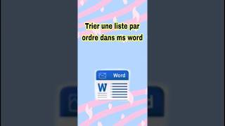 trier une liste par ordre dans ms word