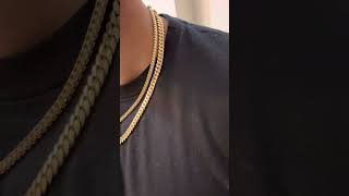 4mm Diamond Cut Franco Chain 20” + 7mm Miami Cuban Link Chain 22” Layered/Stacked Look