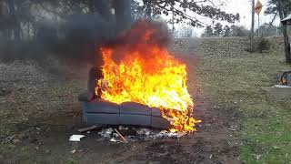 Behold the burning couch!