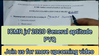 DHR-ICMR JRF 2020  general aptitude previous year question paper discussion #pyq #exam #neet  #icmr.