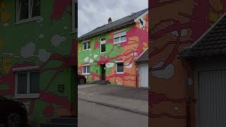 Painted houses in Heidelberg. Baden-Württemberg in Germany #spring #nature #travel #tram #europe