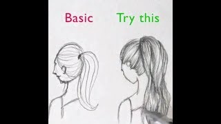 تعلم رسم الشعر ,How To Draw Hair with Pencil