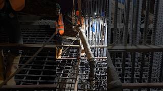 Mid night pouring pile cap concrete #shorts #construction #building #civilengineering