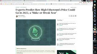 Ethereum ETH Kryptowaluty WIADOMOŚCI Btc Pierwsze Newsy ETH Predykcja na 2022 rok,