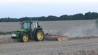 Classic John Deere 6310 Turning Straw with Pottinger Single Rotor Rake