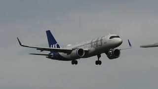 SAS Airbus A320neo landing at Zurich Airport