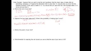 calculating probability of type II error