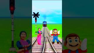 Funny super mario to cute dancing aunty stop the high-speed train #shortsfeed#trendingshorts