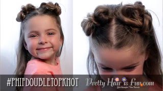 Half Up Double Top Knot Buns - Toddler Hairstyles | Pretty Hair is Fun