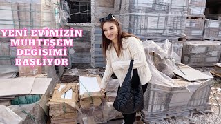 YENİ EVİMİZİN MUHTEŞEM DEĞİŞİMİ BAŞLIYOR🎉 SERAMİKLERİMİZ🥰 YEMEK TAKIMI BAKTIK😍