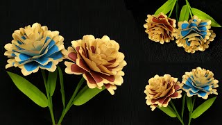 Very easy paper flower making, how to make beautiful flowers with paper, craft flower with paper