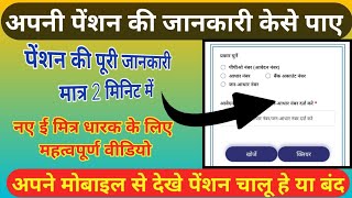 How to Chack Pension Detail Online । पेंशन की जानकारी केसे पाए अपने मोबाइल से । E-Mitra Course