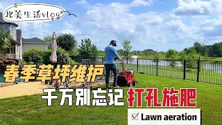 北美vlog春季草坪护理，千万不要忘了打孔施肥lawn aeration