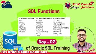 Day 7 - SQL Functions, Dual Table & Pseudo Columns | instr in sql | substr in sql | Fox Oracle Apps