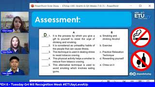 MAPEH 8  - Tuesday Q4 W8 Recognition Week #ETUlayLevelUp