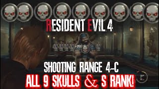 RE4 Shooting Range 4-C S Rank And All 9 Skulls ( NO TMP ) #residentevil #fyp #residentevil4remake