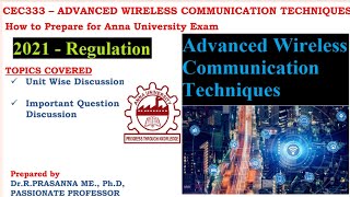 CEC333 Advanced Wireless Communication Techniques Important Questions