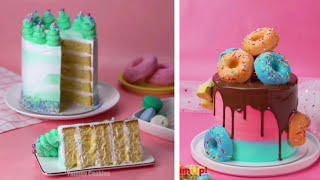 Awesome 🍰DIY🍰 sweet Donuts cake & dragon fruits milkshake🍰🌈🍰🌈🍰