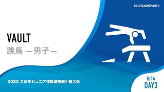 【DAY3・8月14日】男子跳馬 2022 全日本ジュニア体操競技選手権大会（JOCジュニアオリンピックカップ） 2部競技