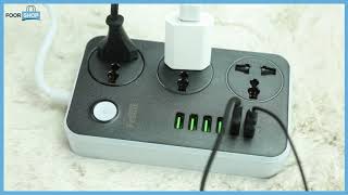 3Power Socket 6 USB FRAMS SC3604 مقبس ثلاثي للطاقة مع 6 مداخل يو آس بي